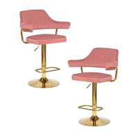 Набор 2 шт Стул барный DOBRIN CHARLY GOLD, розовый велюр (MJ9-32)