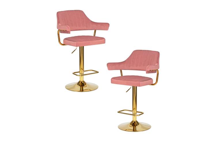Набор 2 шт Стул барный DOBRIN CHARLY GOLD, розовый велюр (MJ9-32)