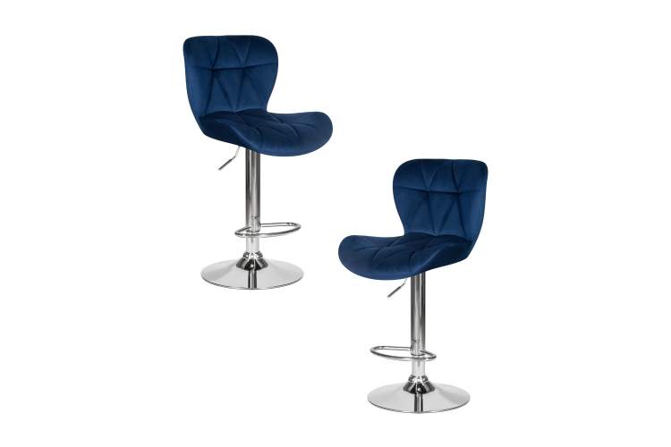Набор 2 шт Стул барный DOBRIN BARNY, синий велюр (MJ9-117)
