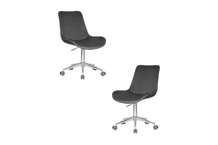 Набор 2 шт Кресло офисное DOBRIN DORA, серый велюр (1922-19), хромированная сталь