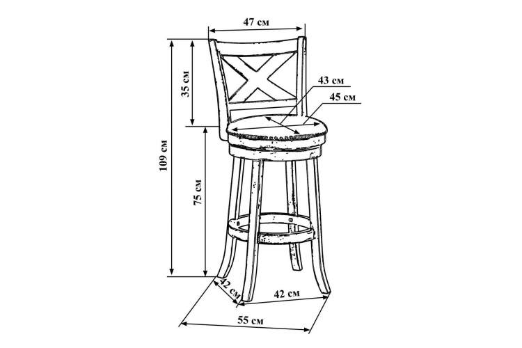 Стул барный DOBRIN BRANDON BAR, античный ясень, коричневый-7