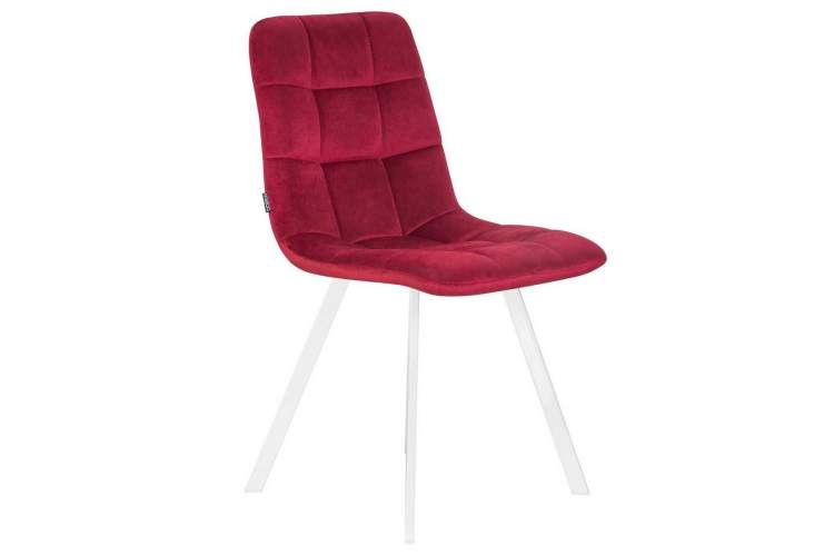 Стул обеденный DOBRIN ALEX SQUARE, белые ножки, бордовый велюр (V108-85)-1