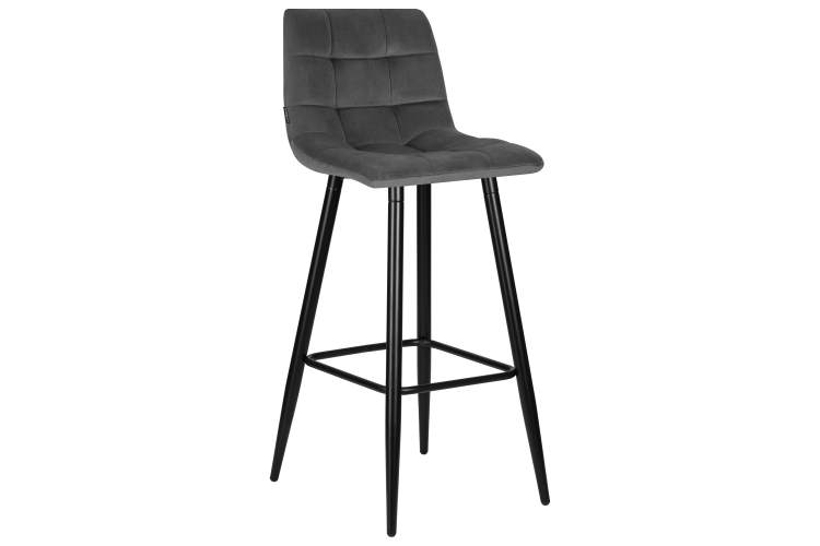 Набор 2 шт Стул барный DOBRIN NICOLE, черные матовые ножки, темно-серый велюр (108-91)-1