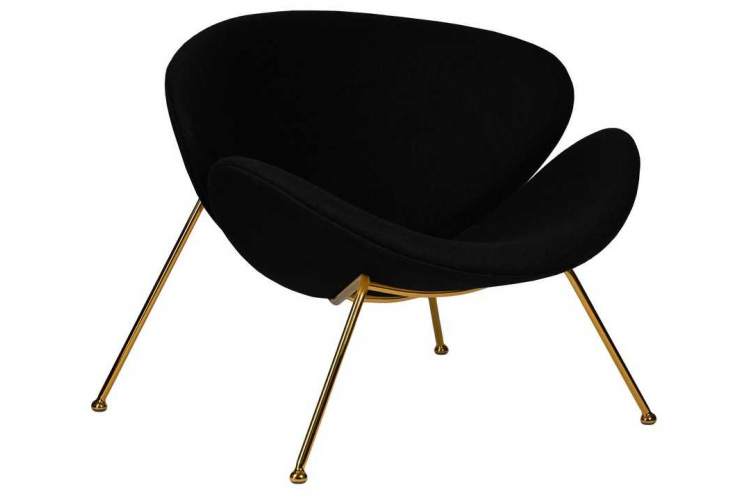 Кресло дизайнерское DOBRIN EMILY, черный ткань AF9, золотое основание