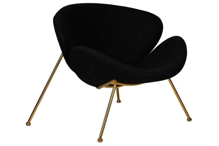Кресло дизайнерское DOBRIN EMILY, черный ткань AF9, золотое основание-1