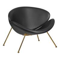 Кресло дизайнерское EMILY, черный винил YP16, золотое основания