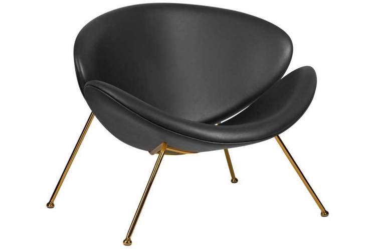 Кресло дизайнерское DOBRIN EMILY, черный винил YP16, золотое основания