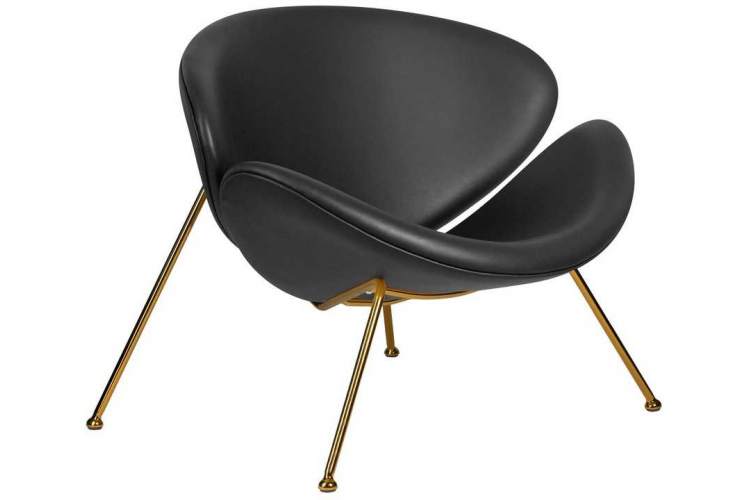 Кресло дизайнерское DOBRIN EMILY, черный винил YP16, золотое основания-1