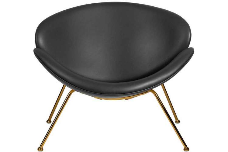 Кресло дизайнерское DOBRIN EMILY, черный винил YP16, золотое основания-5