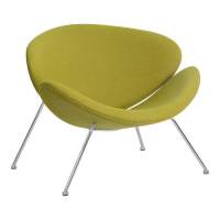 Кресло дизайнерское EMILY, светло-зеленая ткань AF3, хромированная сталь