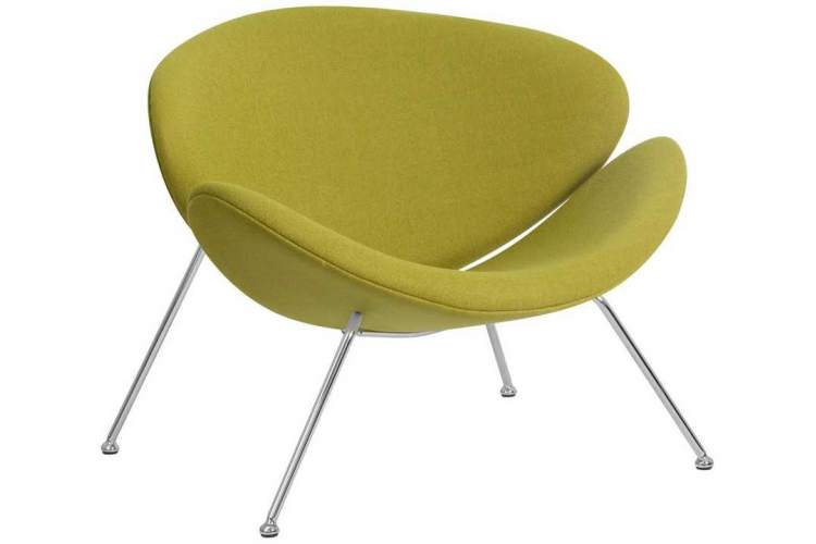 Кресло дизайнерское DOBRIN EMILY, светло-зеленая ткань AF3, хромированная сталь