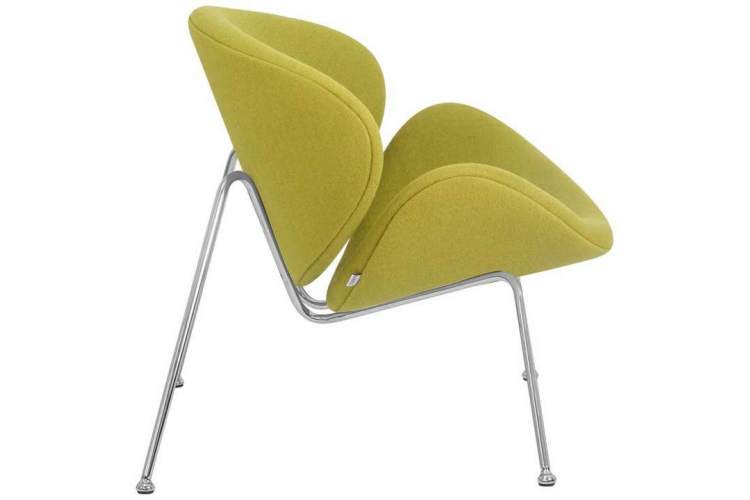 Кресло дизайнерское DOBRIN EMILY, светло-зеленая ткань AF3, хромированная сталь-2