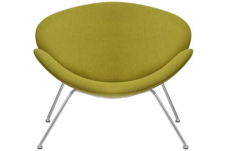 Кресло дизайнерское DOBRIN EMILY, светло-зеленая ткань AF3, хромированная сталь-5