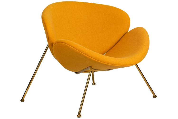 Набор 2 шт Кресло дизайнерское DOBRIN EMILY, желтая ткань AF13, золотое основание-2