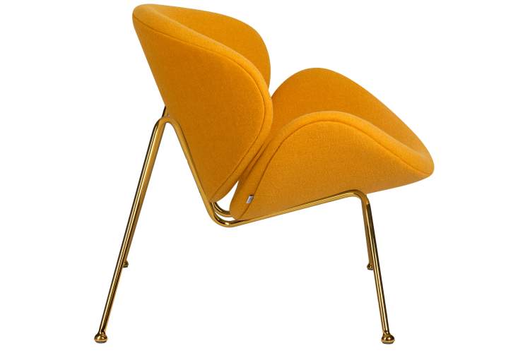 Набор 2 шт Кресло дизайнерское DOBRIN EMILY, желтая ткань AF13, золотое основание-3