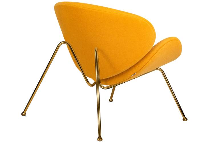 Набор 2 шт Кресло дизайнерское DOBRIN EMILY, желтая ткань AF13, золотое основание-4