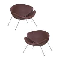 Набор 2 шт Кресло дизайнерское DOBRIN EMILY, коричневый винил YP5, хромированная сталь
