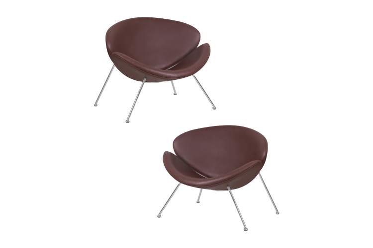 Набор 2 шт Кресло дизайнерское DOBRIN EMILY, коричневый винил YP5, хромированная сталь