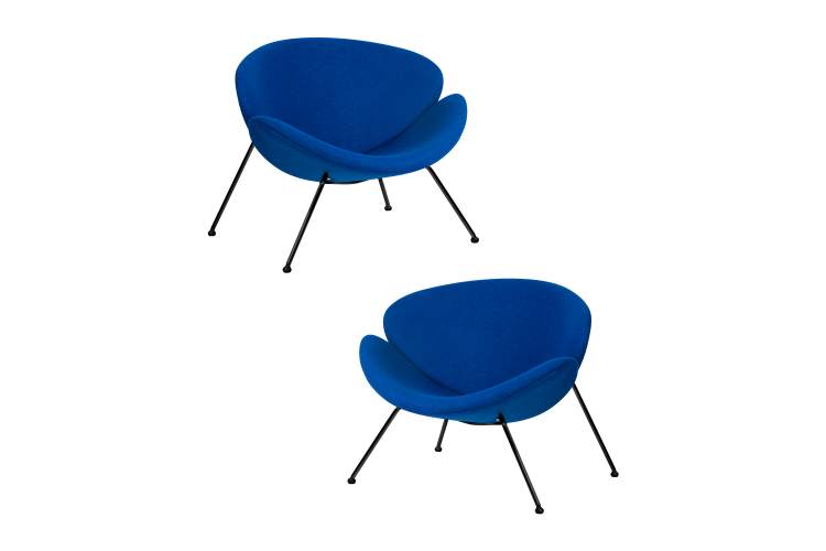 Набор 2 шт Кресло дизайнерское DOBRIN EMILY, синяя ткань AF6, черное основание