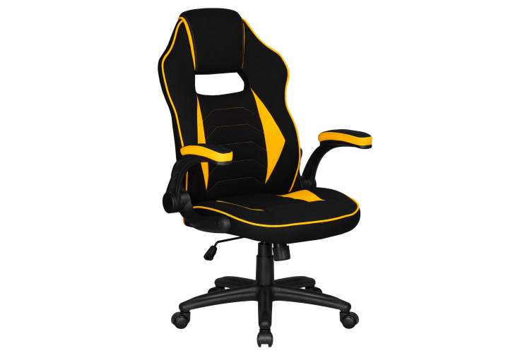 Кресло игровое DOBRIN RICK, черно-желтая ткань