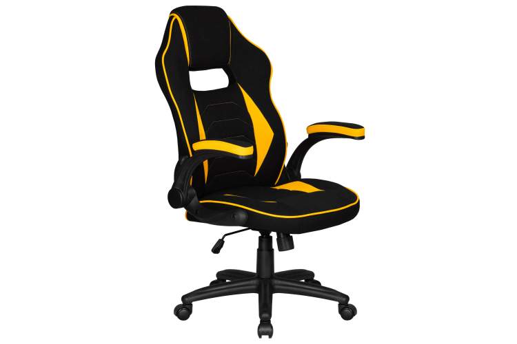 Кресло игровое DOBRIN RICK, черно-желтая ткань-1