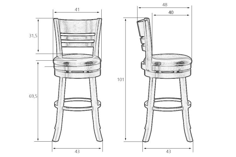 Набор 2 шт Вращающийся полубарный стул DOBRIN WILLIAM COUNTER, шоколад, черный-10