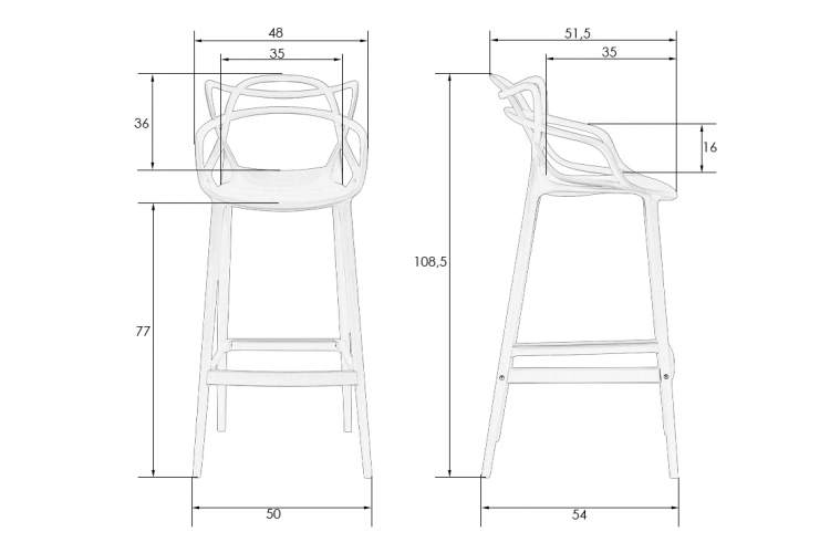 Набор 4 шт Стул барный DOBRIN MASTERS BAR, тёмно-серый (GR-04)-8