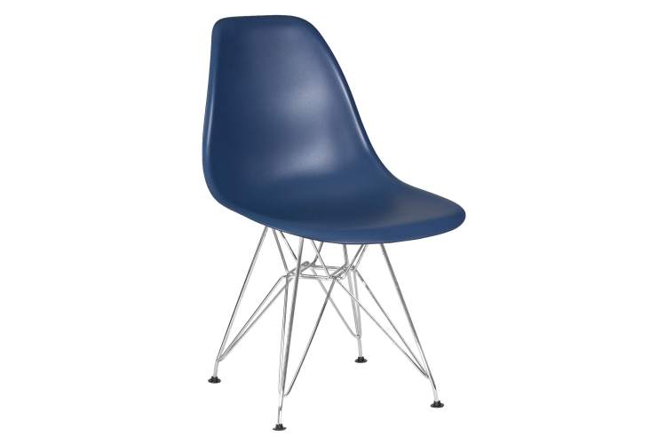 Набор 4 шт Стул обеденный DOBRIN DSR, ножки хром, цвет тёмно-синий (BE-12)-1