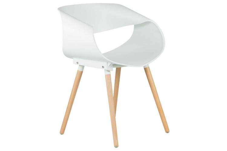 Стул обеденный DOBRIN ALIEN, ножки светлый бук, цвет белый (W-02)