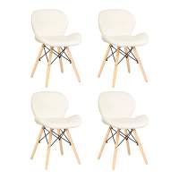 Набор 4 шт Стул обеденный DOBRIN BUTTERFLY, ножки светлый бук, цвет сиденья кремовый