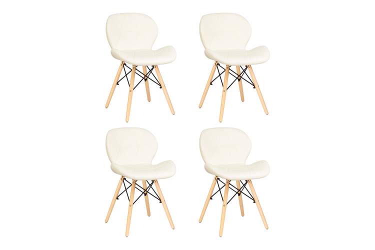 Набор 4 шт Стул обеденный DOBRIN BUTTERFLY, ножки светлый бук, цвет сиденья кремовый
