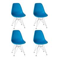 Набор 4 шт Стул обеденный DOBRIN DSR, ножки хром, цвет голубой (BE-02)