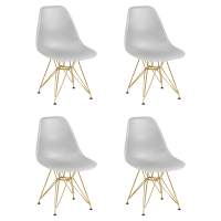 Набор 4 шт Стул обеденный DOBRIN DSR, ножки золотые, цвет светло-серый (GR-01)