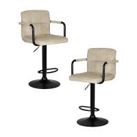 Набор 2 шт Стул барный DOBRIN KRUGER ARM BLACK, бежевый вельвет (LAR-E2041-04)