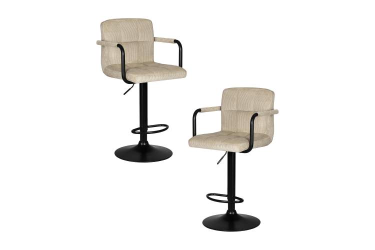 Набор 2 шт Стул барный DOBRIN KRUGER ARM BLACK, бежевый вельвет (LAR-E2041-04)