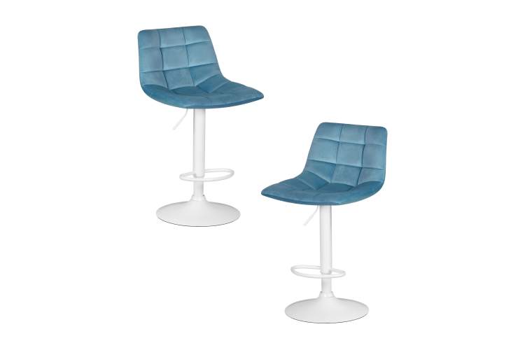 Набор 2 шт Стул барный DOBRIN TAILOR WHITE, пудрово-голубой велюр (MJ9-74)