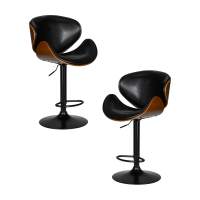 Набор 2 шт Стул барный DOBRIN JACK BLACK, цвет черный глянец PU ABD 002