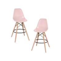 Набор 2 шт Стул барный DOBRIN DSW BAR, ножки светлый бук, цвет сиденья светло-розовый (PK-02)