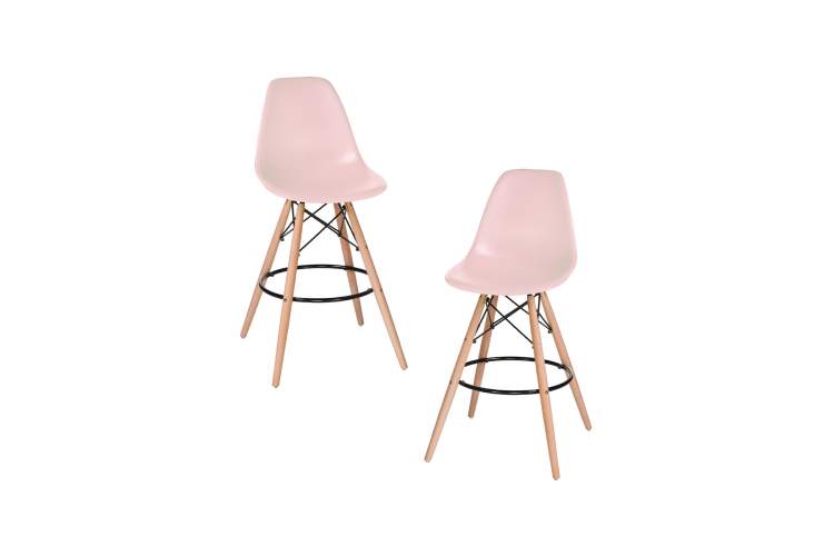 Набор 2 шт Стул барный DOBRIN DSW BAR, ножки светлый бук, цвет сиденья светло-розовый (PK-02)