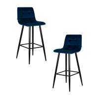 Набор 2 шт Стул барный DOBRIN NICOLE, черные матовые ножки, темно-синий велюр (108-95)