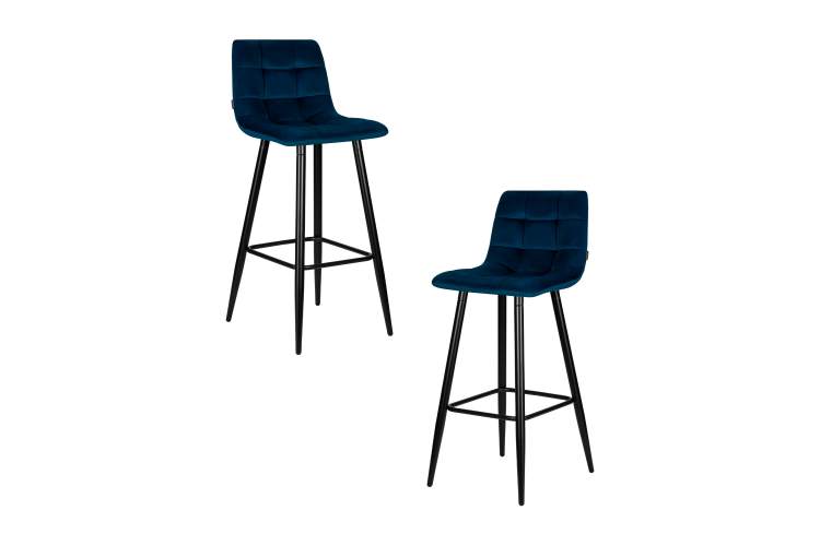 Набор 2 шт Стул барный DOBRIN NICOLE, черные матовые ножки, темно-синий велюр (108-95)