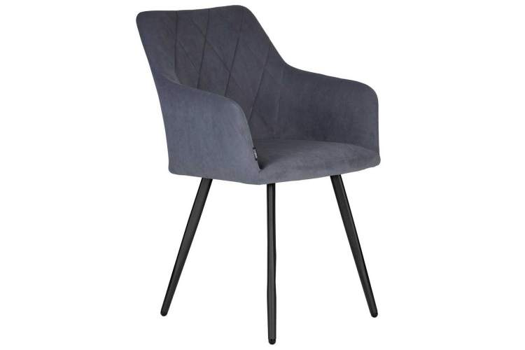 Стул обеденный DOBRIN ROBY, ЭМАЛЬ ЧЕРНЫЙ МУАР велюр Catania Steel-1