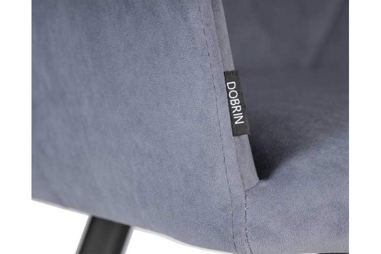 Стул обеденный DOBRIN ROBY, ЭМАЛЬ ЧЕРНЫЙ МУАР велюр Catania Steel-6