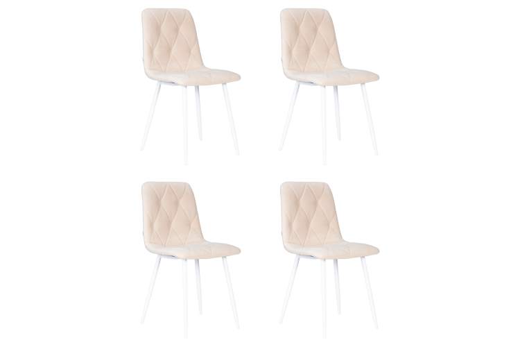 Набор 4 шт Стул обеденный DOBRIN CHILLY ROMBO, Бежевый Simple 44, основание белое