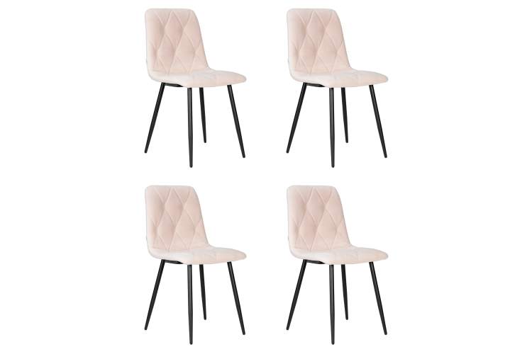 Набор 4 шт Стул обеденный DOBRIN CHILLY ROMBO, Бежевый Simple 44, основание черный