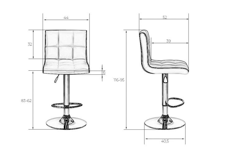 Набор 2 шт Стул барный DOBRIN CANDY, черный-9