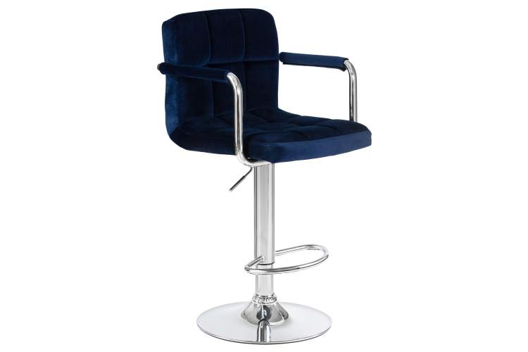Набор 2 шт Стул барный DOBRIN KRUGER ARM, синий велюр (MJ9-117)-2