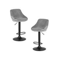 Набор 2 шт Стул барный DOBRIN LOGAN BLACK, серый велюр (MJ9-75)