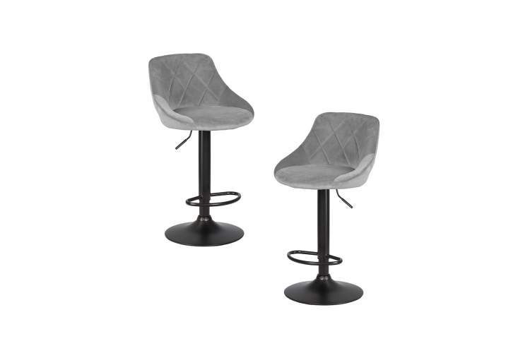 Набор 2 шт Стул барный DOBRIN LOGAN BLACK, серый велюр (MJ9-75)