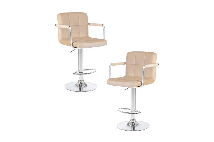 Набор 2 шт Стул барный DOBRIN KRUGER ARM, бежевый велюр (MJ9-10)